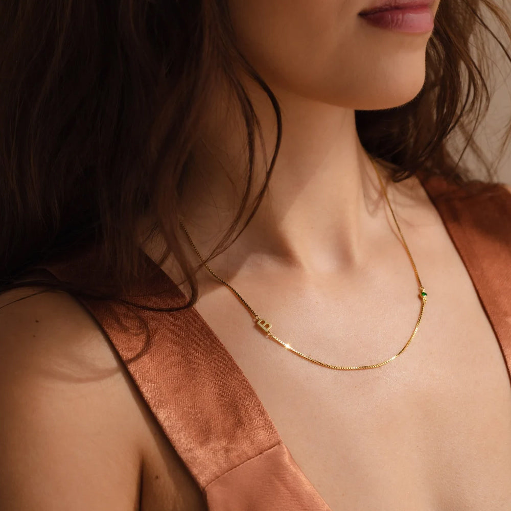 birthstone necklace, custom monogram necklace, personalized initial necklace, stainless steel birthstone jewelry, DIY name necklace, birthday gift jewelry, eco friendly necklace, nickel free jewelry, custom letter pendant, personalized jewelry for women