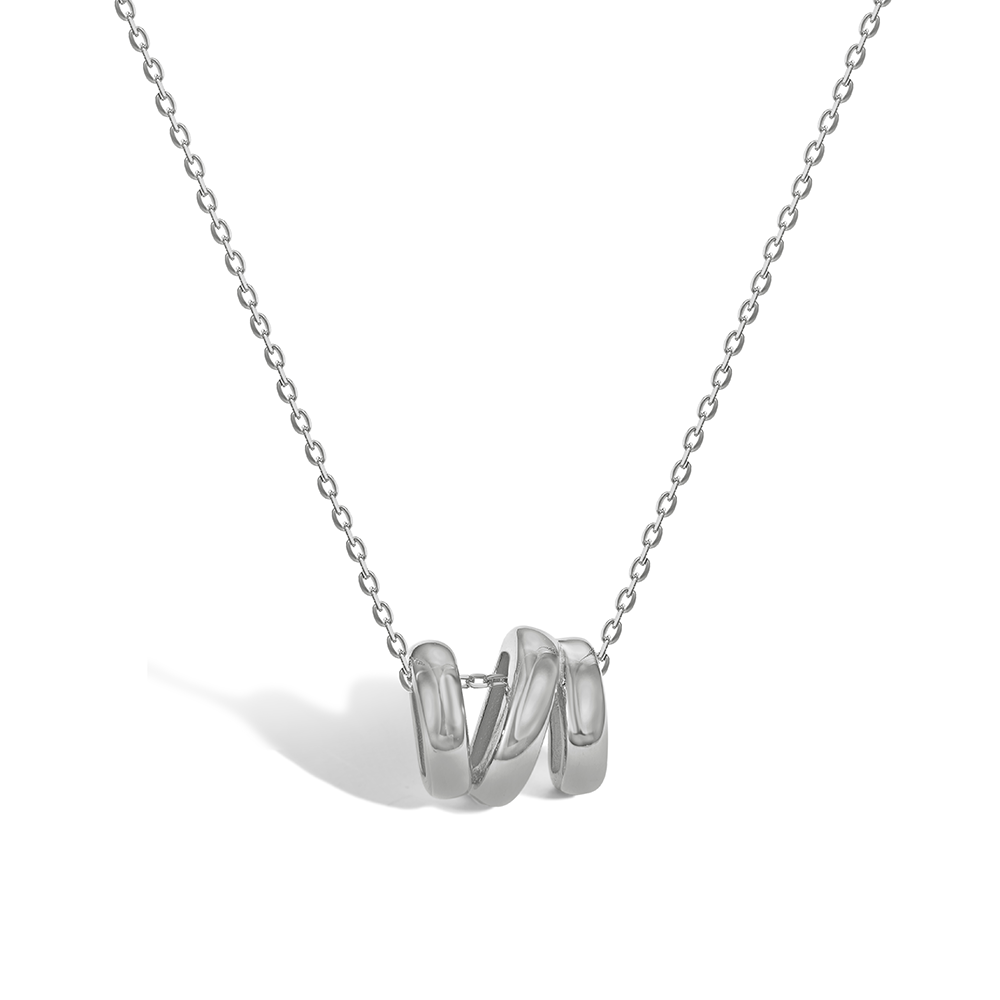 18K gold plated stainless steel geometric hollow pendant necklace with bead chain, adjustable unisex jewelry on white background