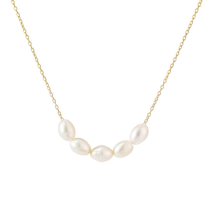 Gold-Plated 925 Sterling Silver Pearl Link Chain Necklace