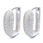 Gold plated 925 sterling silver hoop earrings with full pavé zircon sparkle