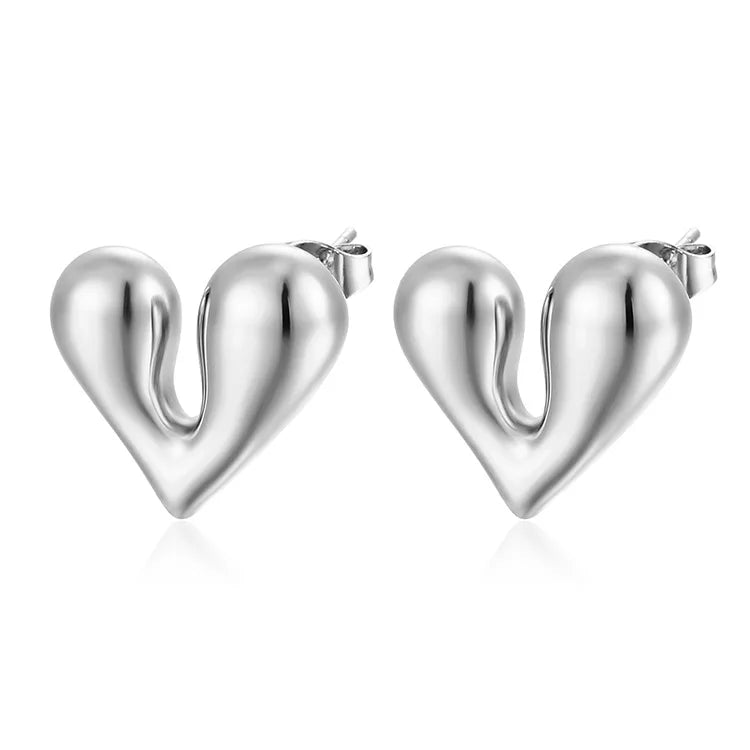 Classic Heart Drop Earrings , 18K Gold Plated Stainless Steel