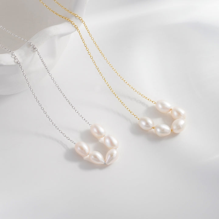 Gold-Plated 925 Sterling Silver Pearl Link Chain Necklace