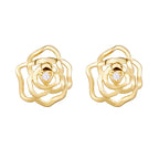 Gold plated 925 sterling silver flower jewelry set with zircon stones including pendant necklace, stud earrings and ring