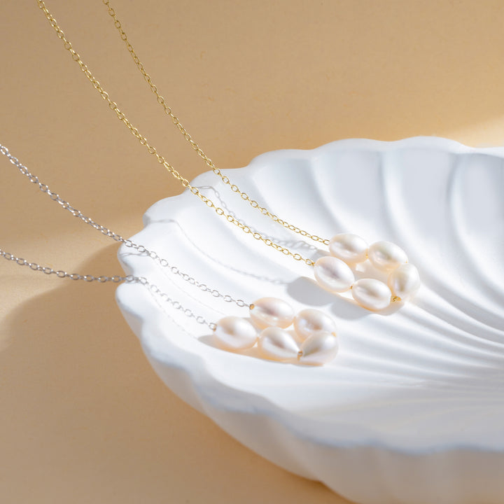 Gold-Plated 925 Sterling Silver Pearl Link Chain Necklace