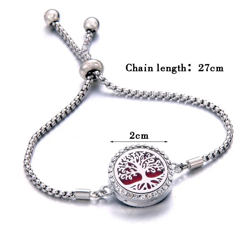 Aromatherapy Diffuser Bracelet, Adjustable Stainless Steel Essential Oil Locket Bangle for Women