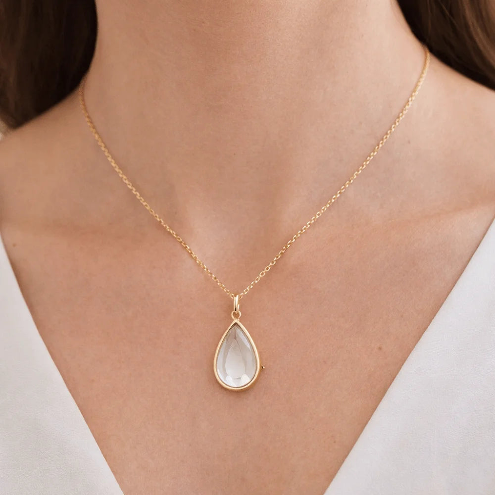 Heart of the ocean stainless steel water drop open pendant necklace for women