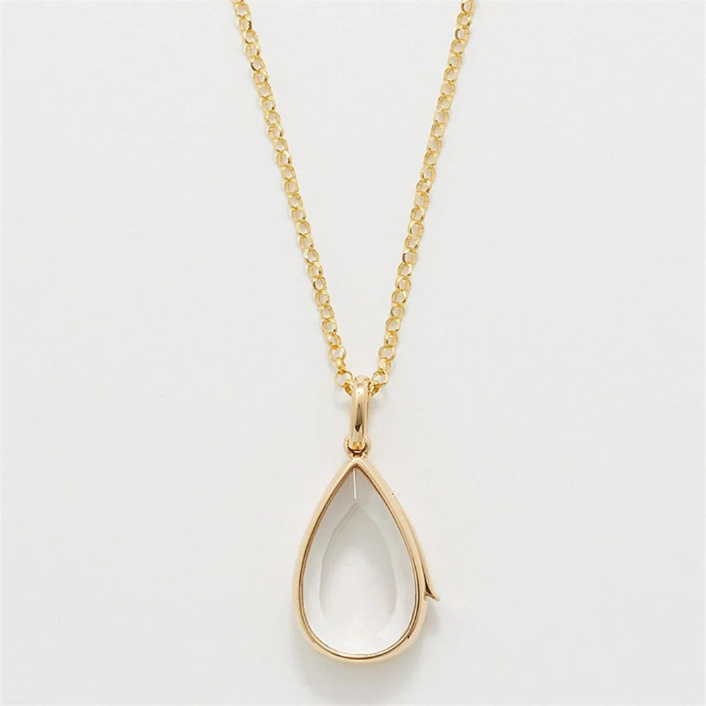 Heart of the ocean stainless steel water drop open pendant necklace for women