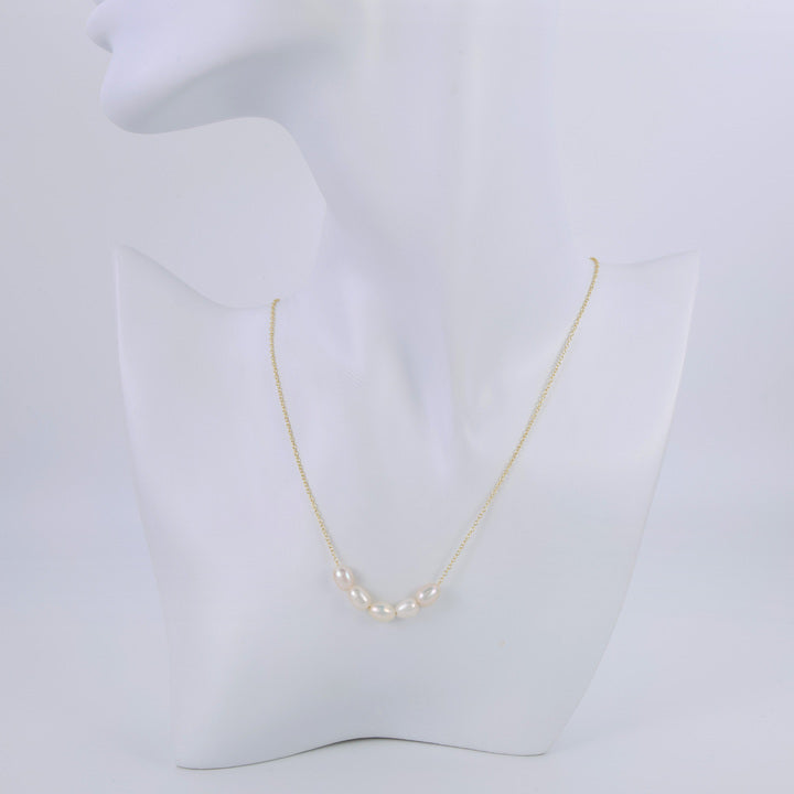 Gold-Plated 925 Sterling Silver Pearl Link Chain Necklace