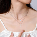 Double-Layer Gold Necklace with Zircon Pendant