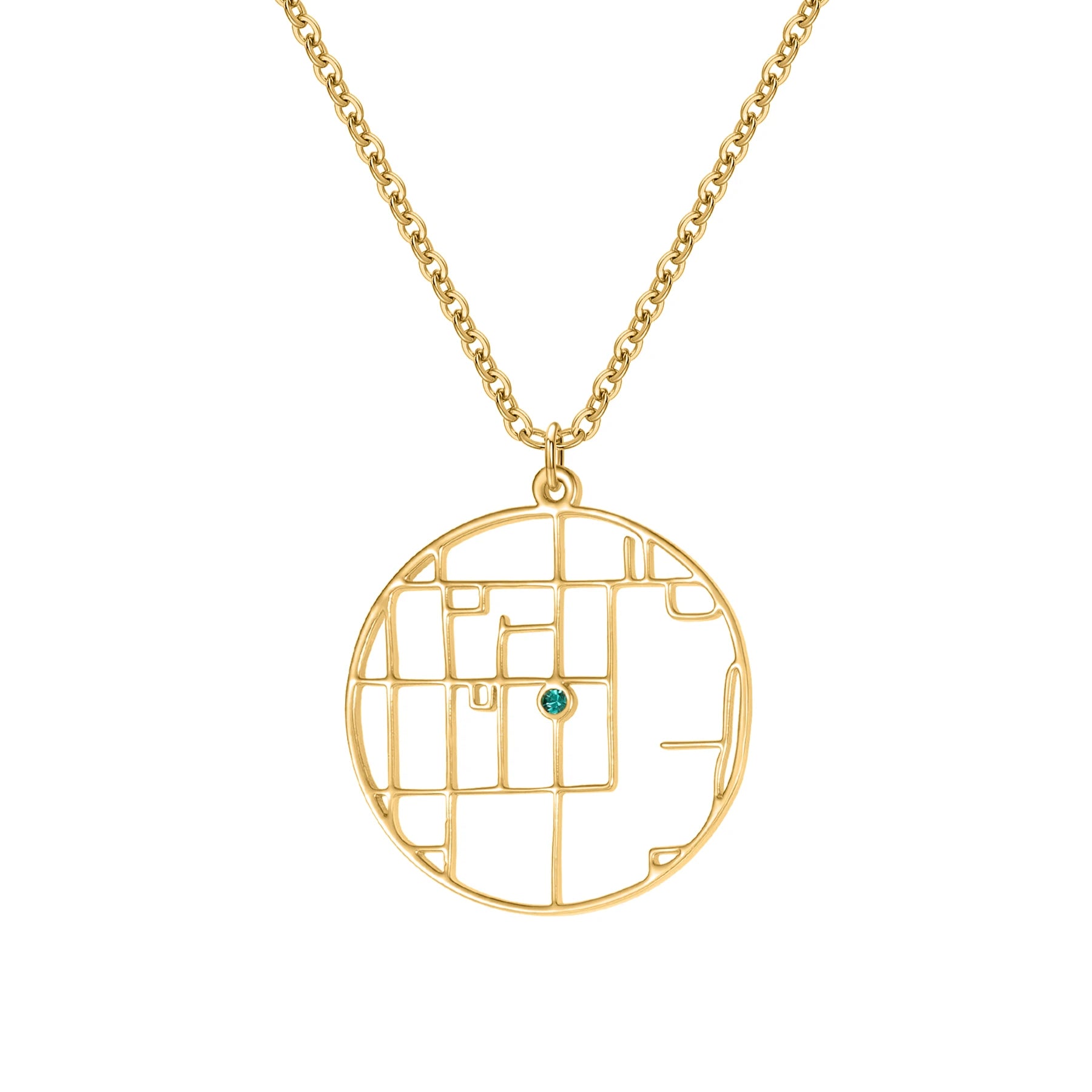 Personalized map coordinates necklace with GPS location pendant in stainless steel