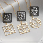 Personalized stainless steel monogram name necklace with custom initial pendant