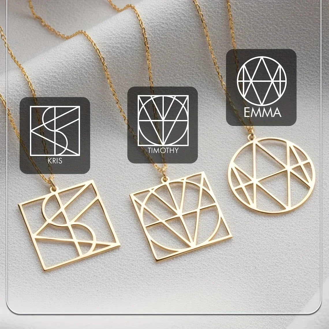 Personalized stainless steel monogram name necklace with custom initial pendant