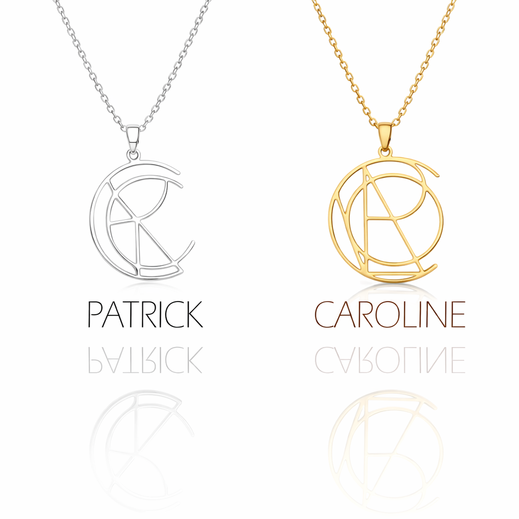 Personalized stainless steel monogram name necklace with custom initial pendant