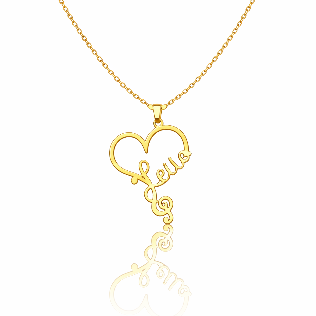 Personalized stainless steel treble clef name necklace with custom name