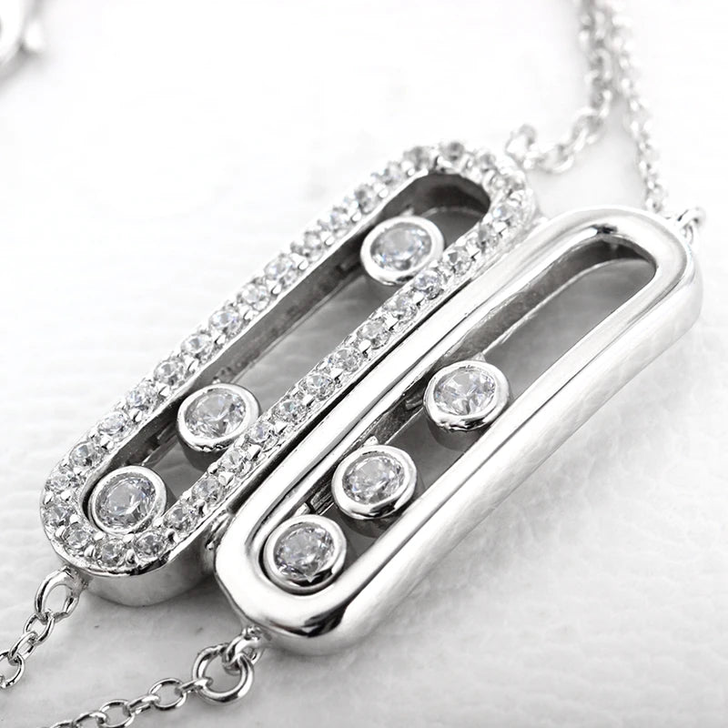 925 sterling silver double move buckle bracelet for women, adjustable chain bracelet in silver finish