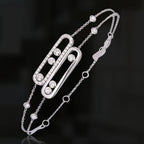 925 sterling silver double move buckle bracelet for women, adjustable chain bracelet in silver finish