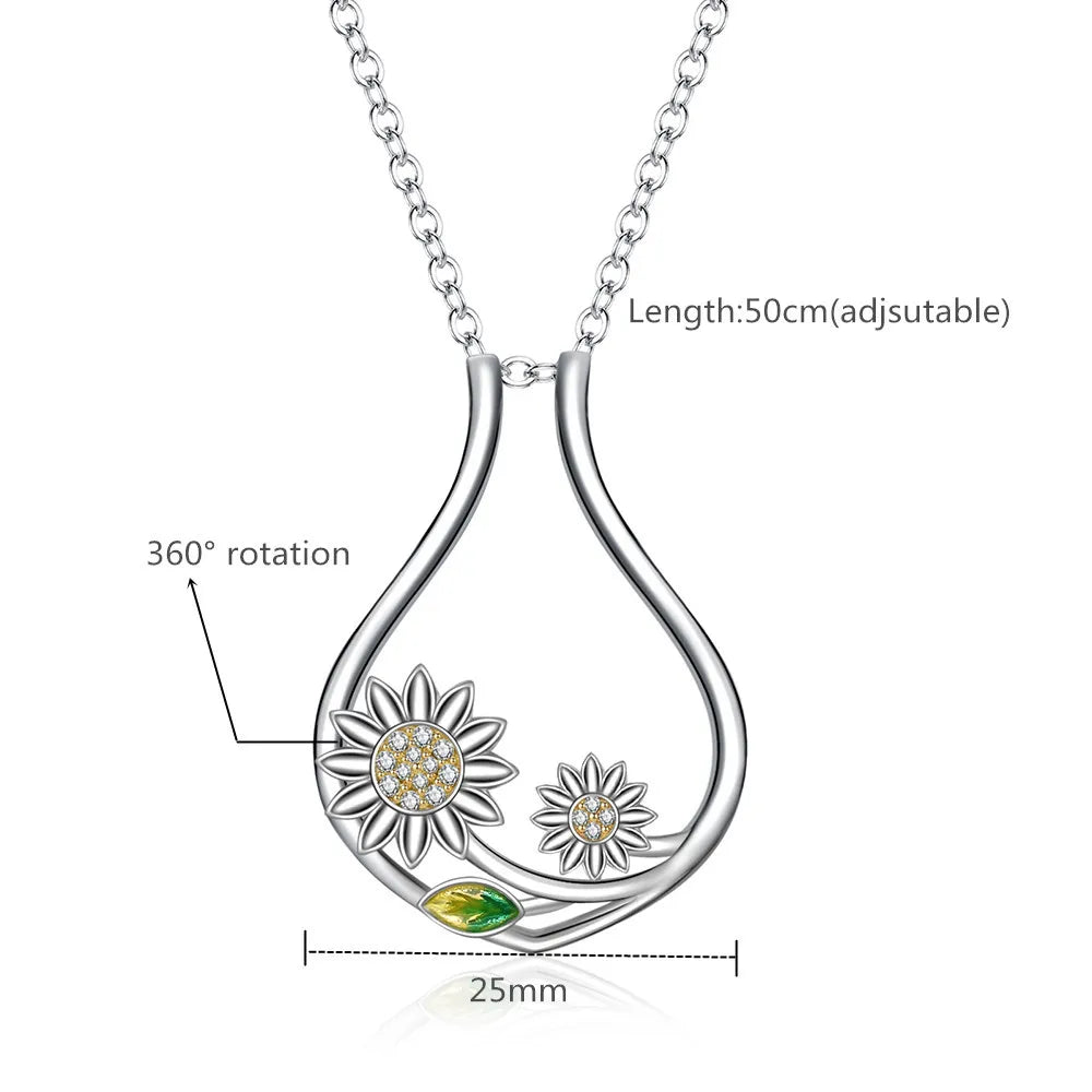 925 sterling silver adjustable ring holder necklace with heart-shaped pendant