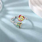 925 sterling silver evil eye yin yang adjustable anxiety ring with fidget spinner design for women