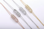 “925 sterling silver move stone bracelet with clear zircon, adjustable women’s bracelet in silver, gold and rose gold”