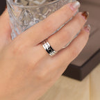 925 sterling silver anxiety spinner ring with rotating circular and rectangle pattern band for men and women