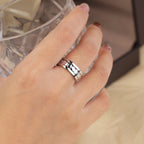 925 sterling silver anxiety spinner ring with rotating circular and rectangle pattern band for men and women