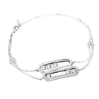 925 sterling silver double move buckle bracelet for women, adjustable chain bracelet in silver finish