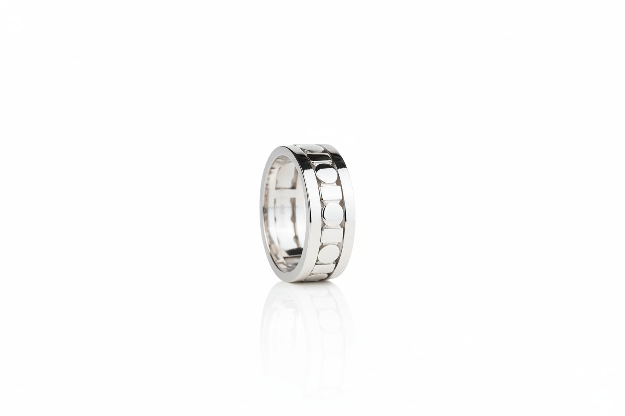 925 sterling silver anxiety spinner ring with rotating circular and rectangle pattern band for men and women