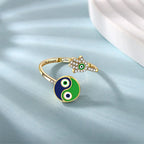 925 sterling silver evil eye yin yang adjustable anxiety ring with fidget spinner design for women