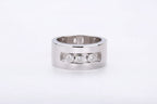 925 sterling silver wide band ring with clear zircon stones, move stone design, channel setting, silver ring