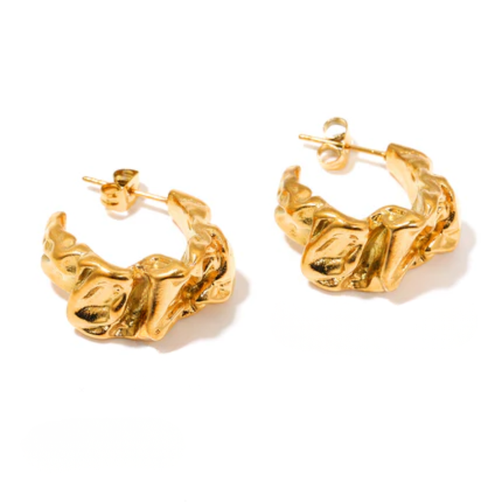 Twisted C-Shape Hoop Earrings – 18K Gold Plated 316L Stainless Steel