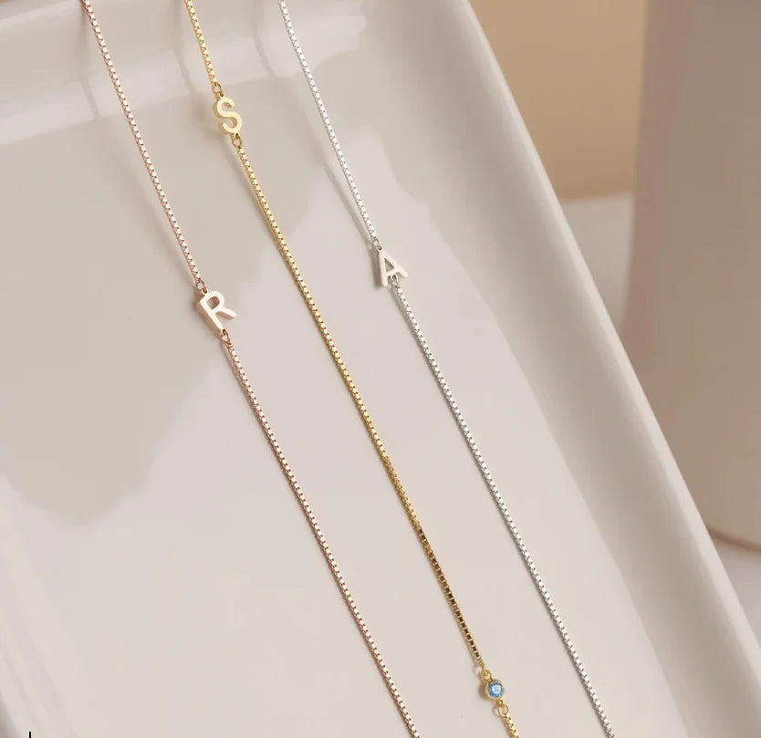 birthstone necklace, custom monogram necklace, personalized initial necklace, stainless steel birthstone jewelry, DIY name necklace, birthday gift jewelry, eco friendly necklace, nickel free jewelry, custom letter pendant, personalized jewelry for women