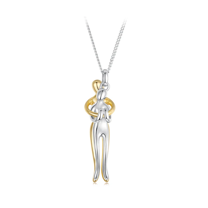 Mother & Child Sterling Silver Necklace, Detachable Two-Tone Family Love Pendant
