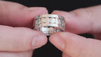 925 Sterling Silver Anxiety Spinner Ring , Rotating Circular & Rectangle Pattern Band for Men & Women