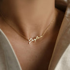 Custom stainless steel initial name necklace with 14K gold or silver plating on a link chain, personalized letter choker for women.