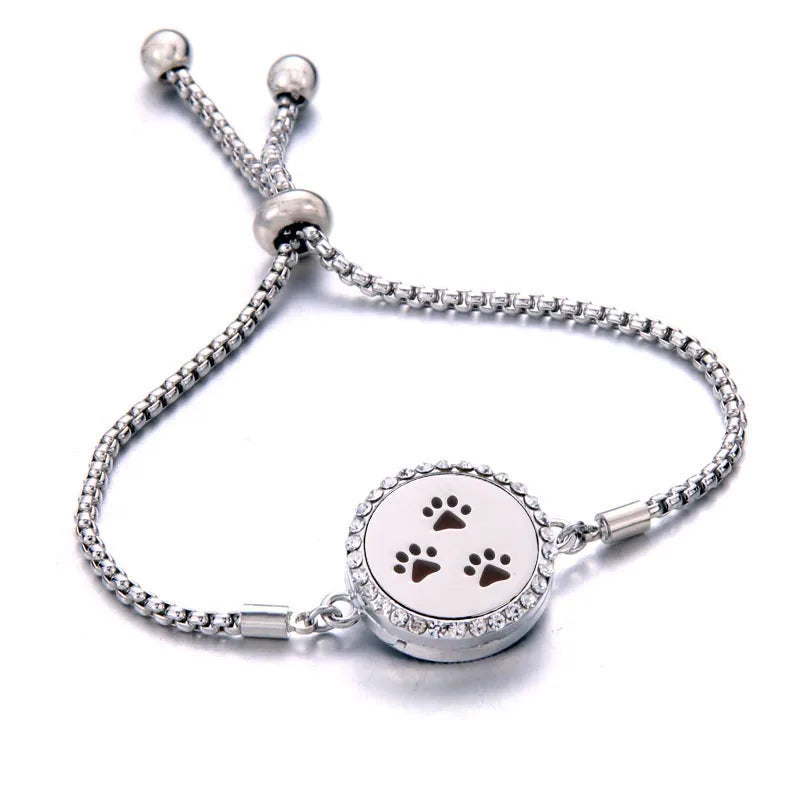 Aromatherapy Diffuser Bracelet, Adjustable Stainless Steel Essential Oil Locket Bangle for Women
