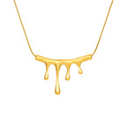 18K gold plated stainless steel lava drop pendant necklace with irregular geometric design and adjustable chain on white background