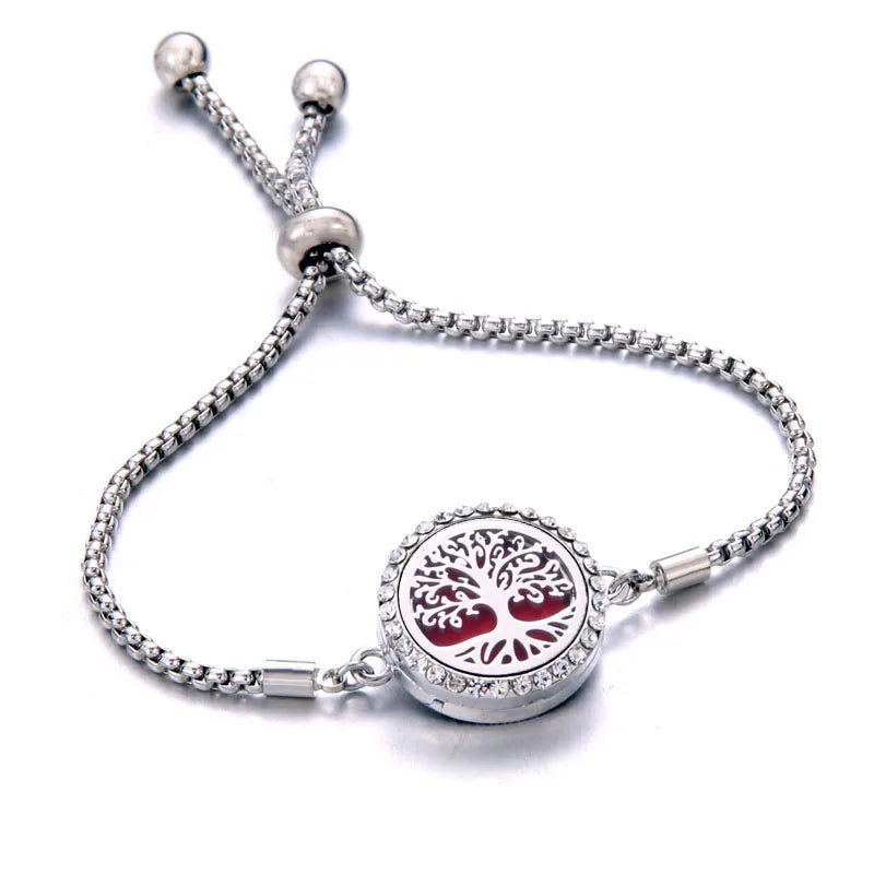Aromatherapy Diffuser Bracelet, Adjustable Stainless Steel Essential Oil Locket Bangle for Women