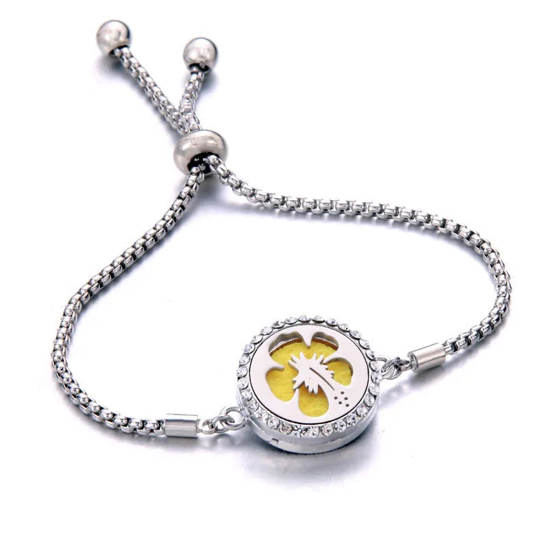 Aromatherapy Diffuser Bracelet, Adjustable Stainless Steel Essential Oil Locket Bangle for Women