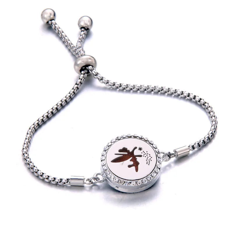 Aromatherapy Diffuser Bracelet, Adjustable Stainless Steel Essential Oil Locket Bangle for Women