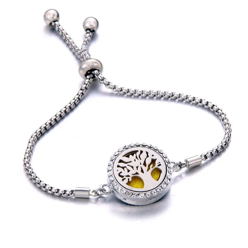 Aromatherapy Diffuser Bracelet, Adjustable Stainless Steel Essential Oil Locket Bangle for Women