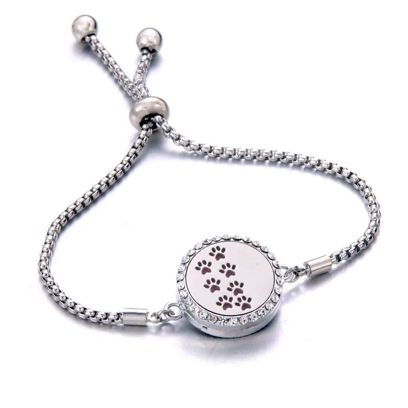 Aromatherapy Diffuser Bracelet, Adjustable Stainless Steel Essential Oil Locket Bangle for Women