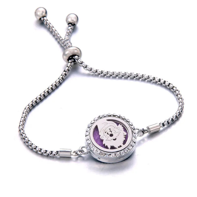 Aromatherapy Diffuser Bracelet, Adjustable Stainless Steel Essential Oil Locket Bangle for Women