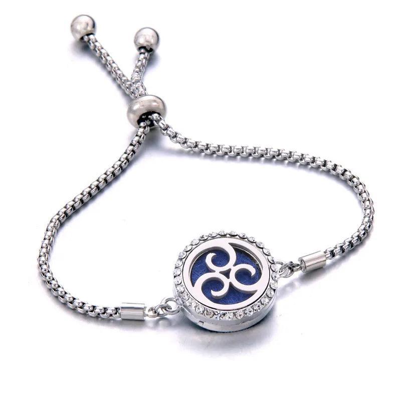 Aromatherapy Diffuser Bracelet, Adjustable Stainless Steel Essential Oil Locket Bangle for Women