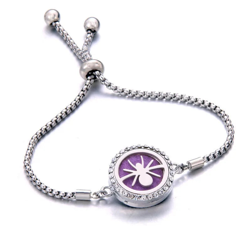 Aromatherapy Diffuser Bracelet, Adjustable Stainless Steel Essential Oil Locket Bangle for Women