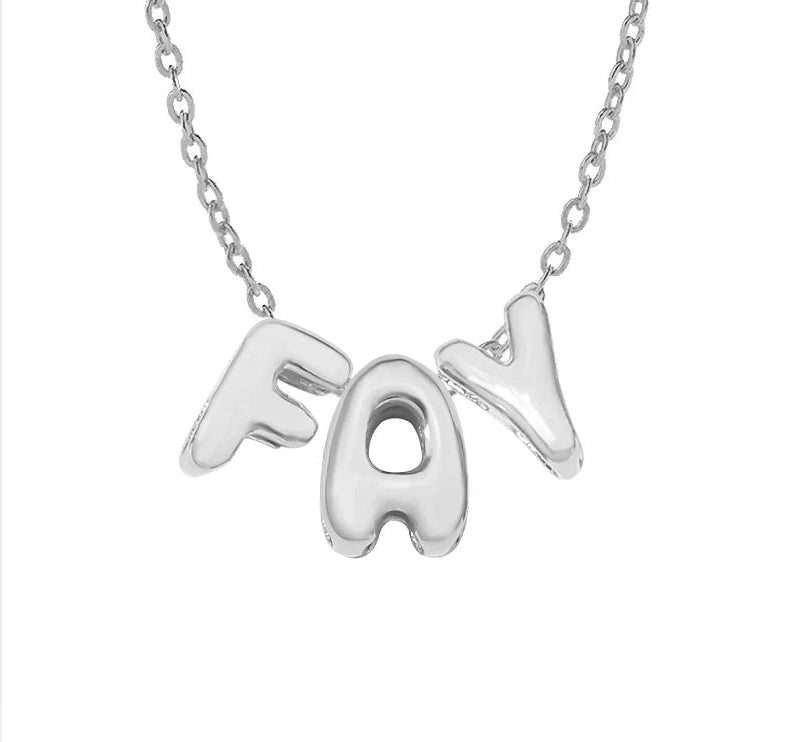 3D bubble name necklace, custom name necklace, stainless steel necklace, gold plated name necklace, silver name necklace, personalized jewelry for women, bubble letter pendant, custom letter necklace, trendy name necklace, high end personalized jewelry