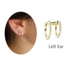 925 sterling silver double hoop huggie earrings with zircon stones, round illusion earrings for women