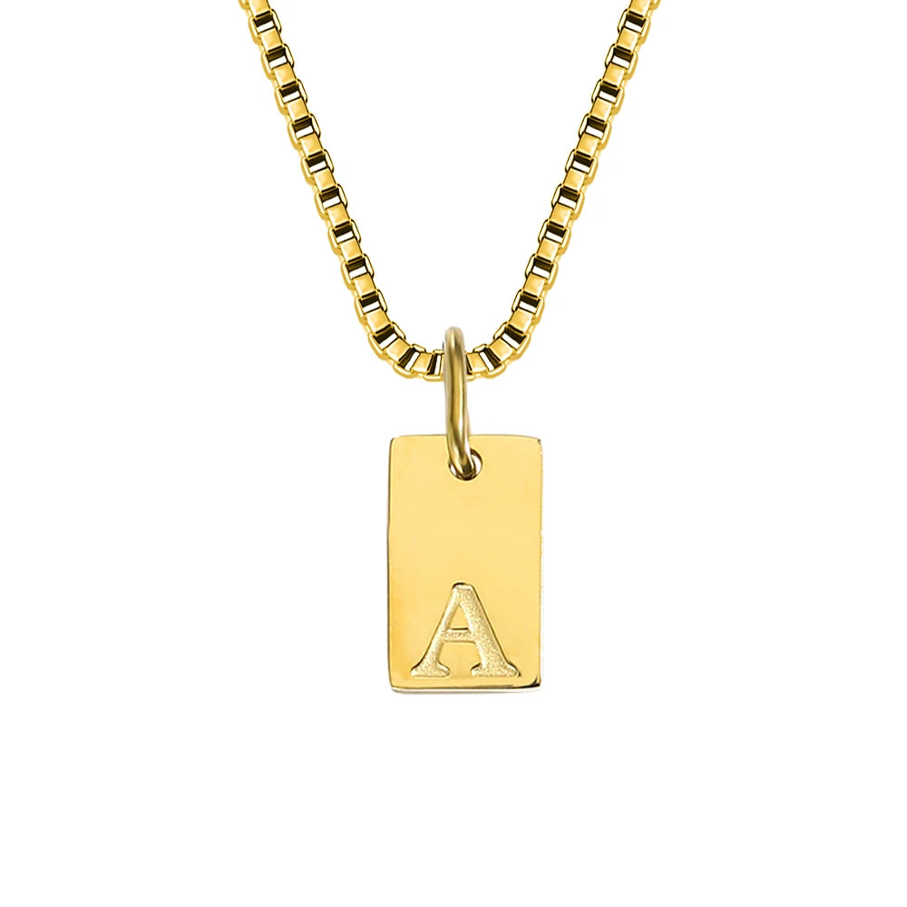 14K Gold Initial Pendant Necklace, Stainless Steel