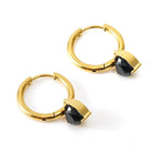 PVD Gold Plated Stainless Steel Zircon Stud Hoop Earrings , Heart and Teardrop Shape Earrings