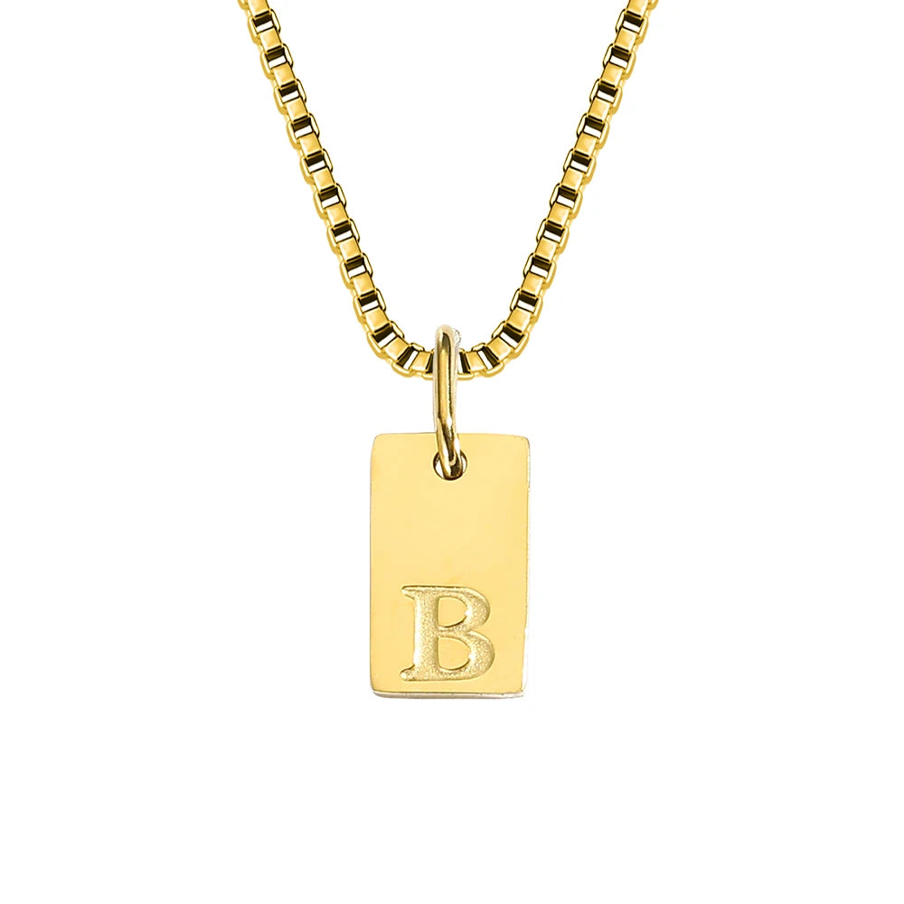 14K Gold Initial Pendant Necklace, Stainless Steel