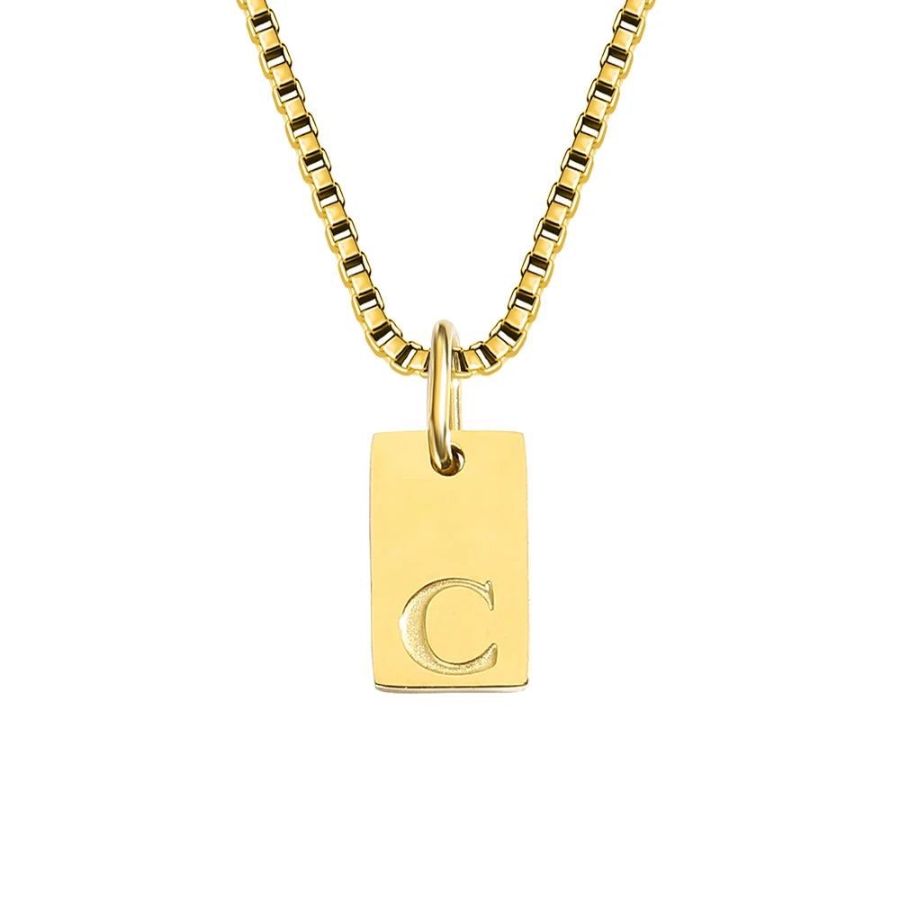 14K Gold Initial Pendant Necklace, Stainless Steel